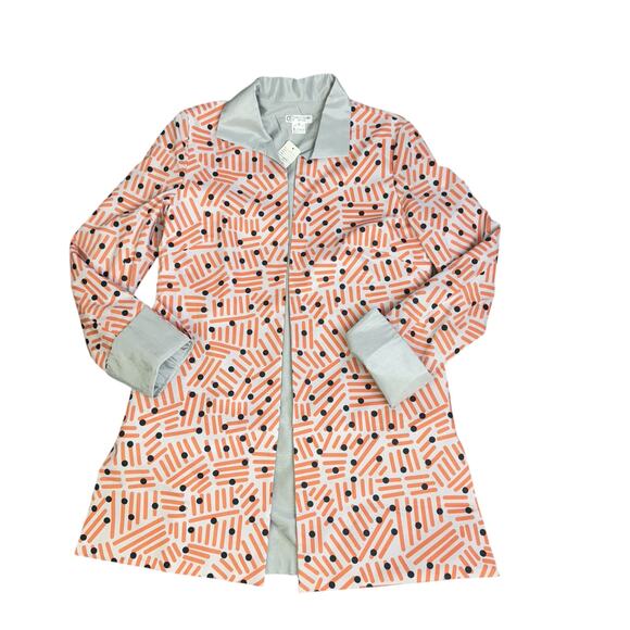 Grace Chuang Jacket Small Cotton Animal Print NEW Art To Wear Grey Orange - Picture 4 of 11